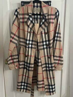NWT Burberry London Archive Check Belted Trench Coat Made in France